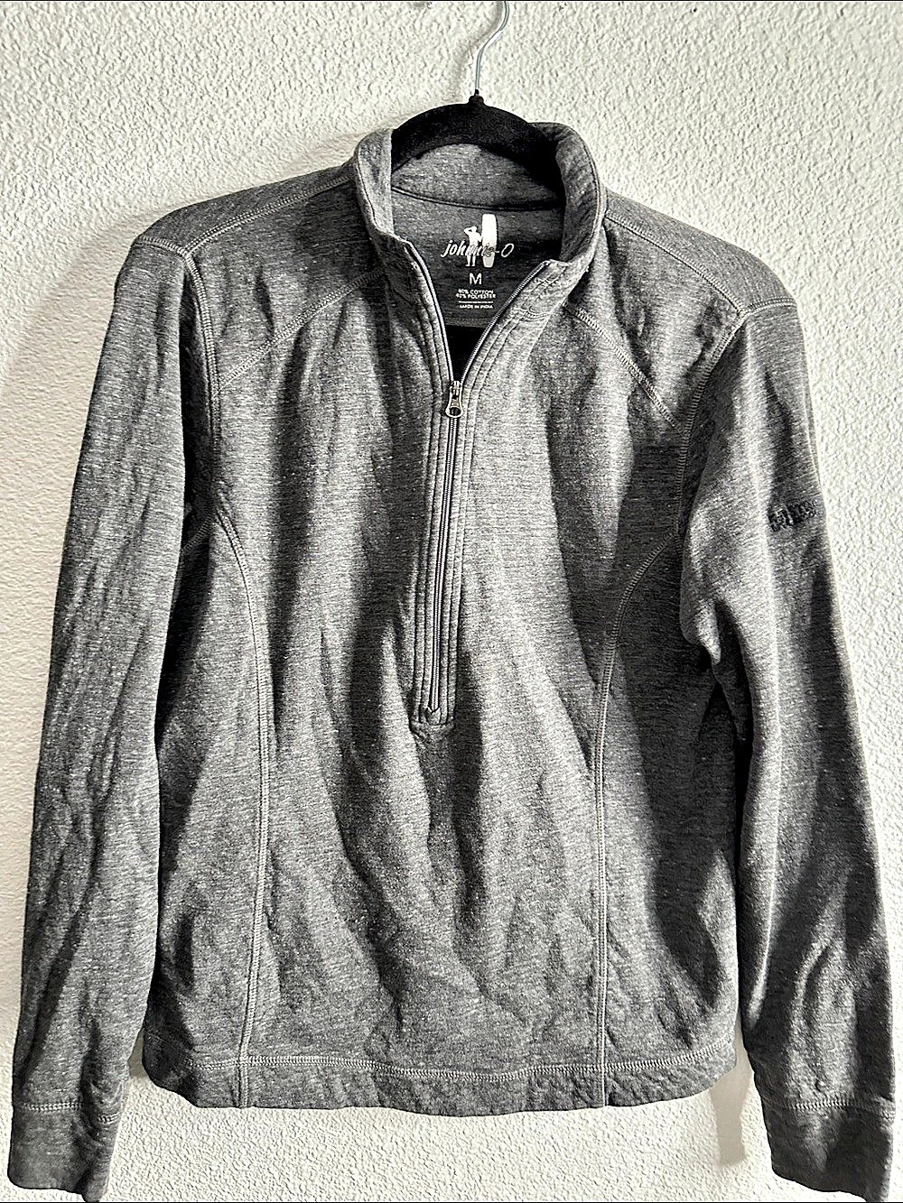 johnnie-O Men's Cotton Quarter-Zip pullovergolf performance slim Gray Size M
